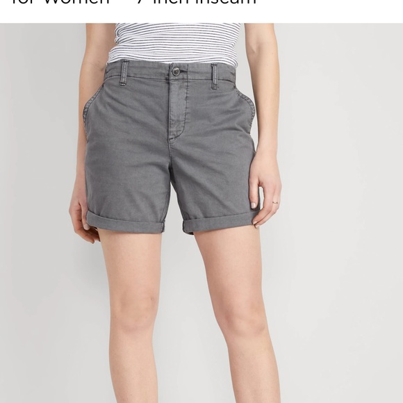 NWT OLD NAVY High-Waisted OGC Pull-On Chino Shorts -- 7-inch inse: Panther - Picture 2 of 6